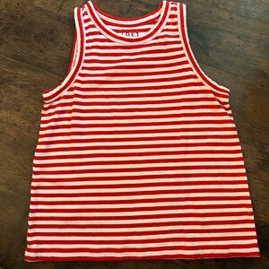 LOFT Red and White Striped Tank Top for Women